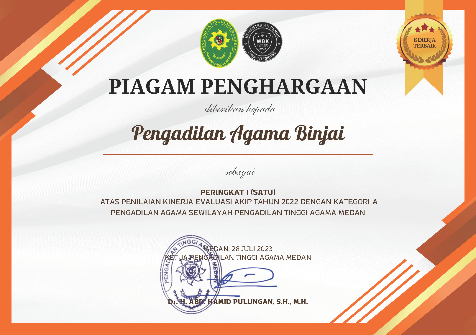 Piagam Evaluasi AKIP 2023 TW2