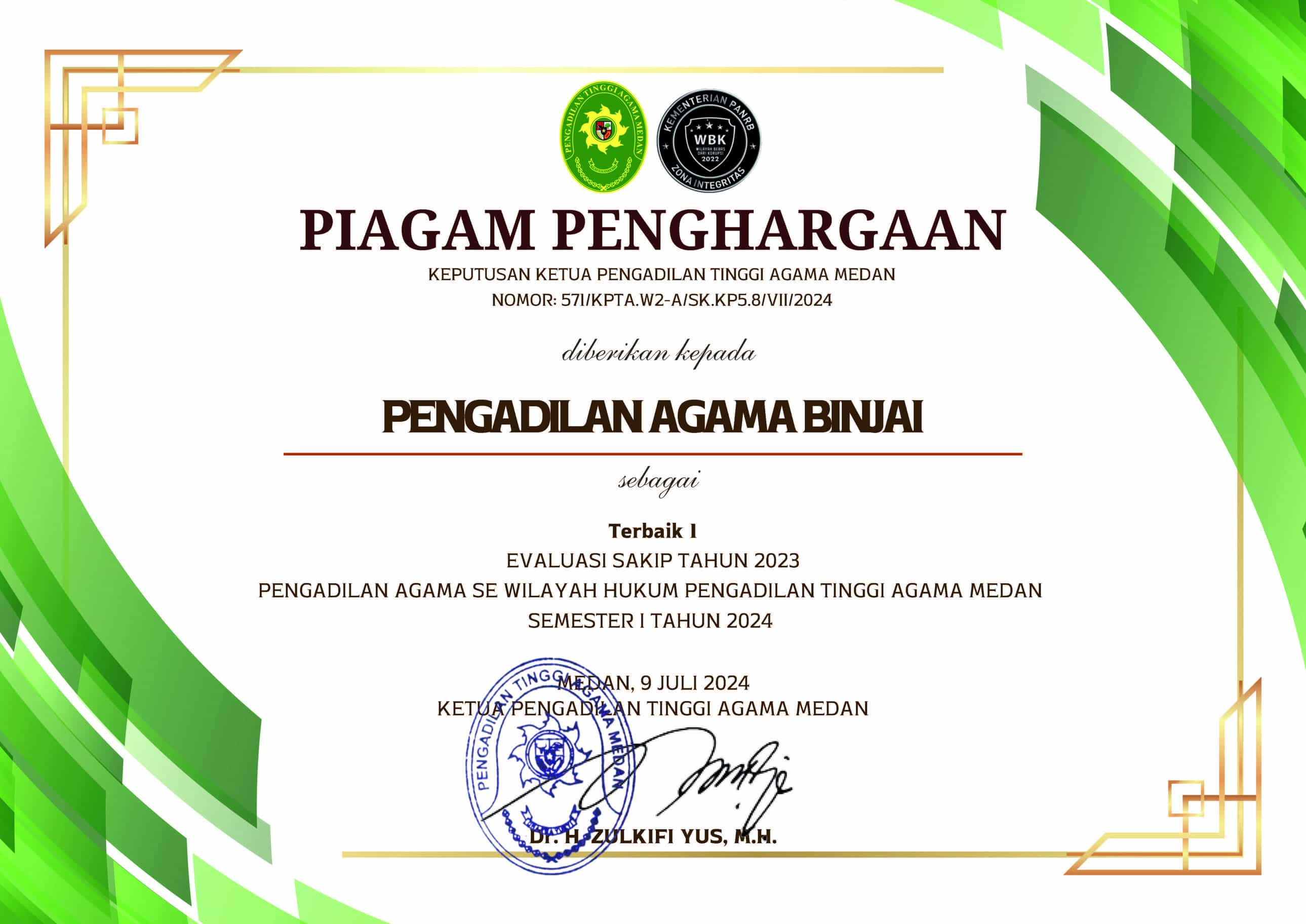 Piagam Satker SAKIP I 2024 TW2 compress